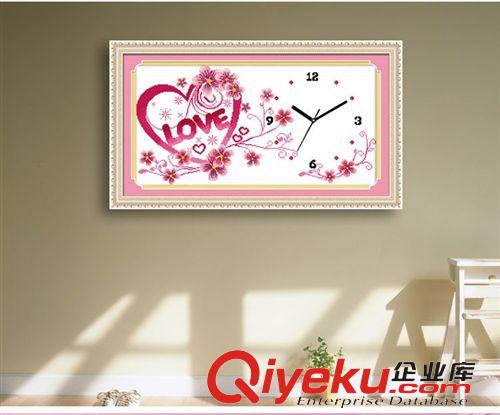 成品十字繡 已繡好的十字繡成品 滿滿的愛 LOVE時(shí)鐘表客廳臥室機(jī)繡電腦繡刺秀原始圖片3