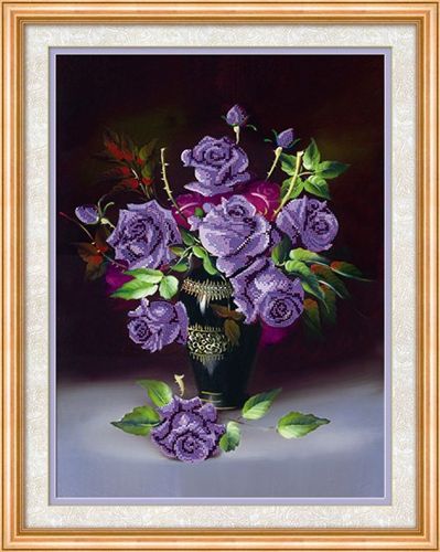 十字繡按類型分類 絲蒂爾5D 芬芳玫瑰-紫色 鮮花3D全彩水鉆 鉆石畫十字繡貼鉆繡圓鉆原始圖片3