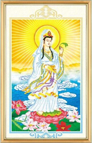 十字繡按尺寸分類(lèi) 絲蒂爾5D立體秀 觀世音菩薩 觀音賜福 佛教宗教3D精準(zhǔn)印花十字繡