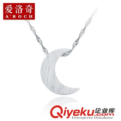 新款上市 925銀項鏈素銀拉絲月亮吊墜鎖骨鏈項墜男女情侶刻字D014原始圖片2