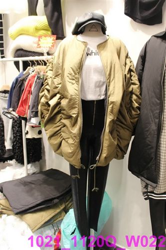 - 11.20 新款 韓國東大門代購 進口女裝批發 2014冬款 純色無領系帶休閑棉服原始圖片2