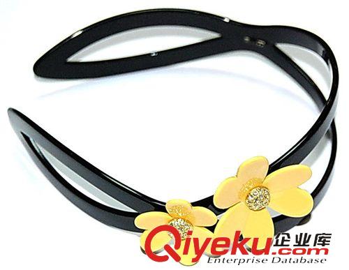 頭箍Hair band 廣州批發(fā)飾品 gd發(fā)飾醋酸板材小黃花頭箍 清新自然夏日發(fā)箍發(fā)帶