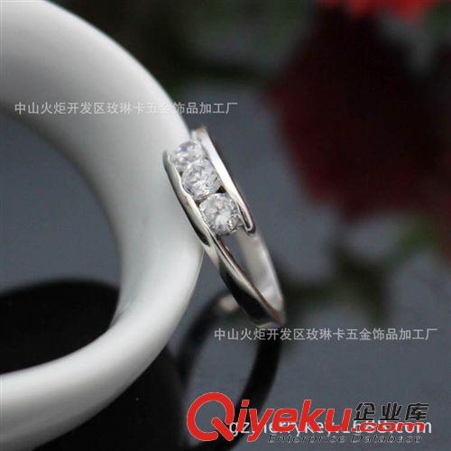 戒指 首飾批發創意禮物銅鑲嵌鋯石戒指指環精品尾戒18K鍍白金外貿批發原始圖片2