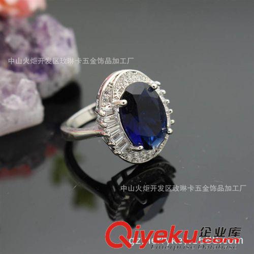 戒指 外貿(mào)出口首飾歐美時(shí)尚戒指鑲寶藍(lán)鉆個(gè)性gd手飾復(fù)古指環(huán)gd女戒原始圖片2