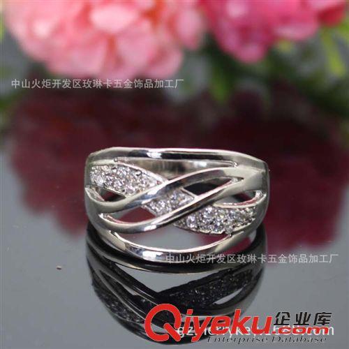 戒指 定做K金工藝時尚黃銅鍍銠微鑲戒指淘寶爆款韓國飾品歐美首飾批發