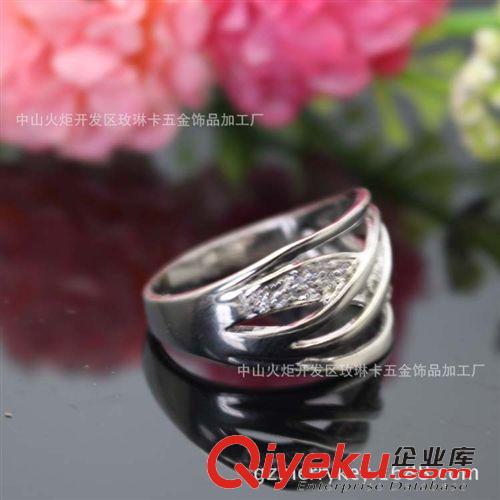 戒指 定做K金工藝時尚黃銅鍍銠微鑲戒指淘寶爆款韓國飾品歐美首飾批發