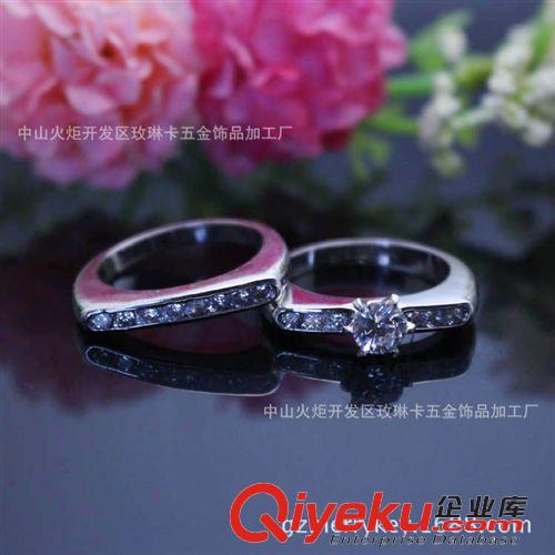 戒指 諾言K金情侶套戒韓版鋯石結(jié)婚戒指現(xiàn)貨批發(fā)gd鋯石首飾廠家直銷