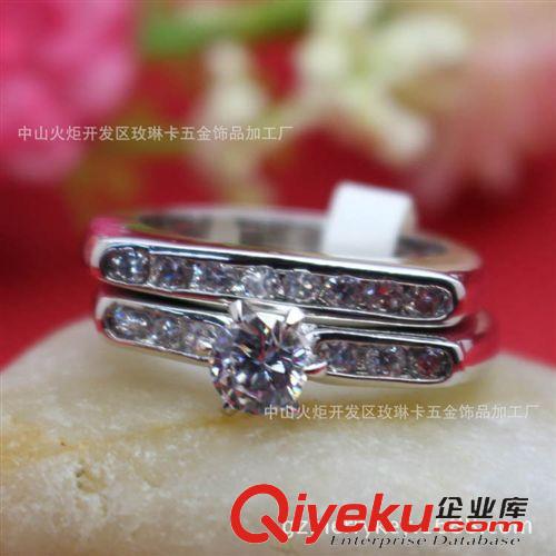 戒指 諾言K金情侶套戒韓版鋯石結(jié)婚戒指現(xiàn)貨批發(fā)gd鋯石首飾廠家直銷