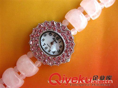 tr水晶 【現(xiàn)貨批發(fā)】品牌女士手表韓版水鉆表tr粉晶手鏈表gd生日禮品