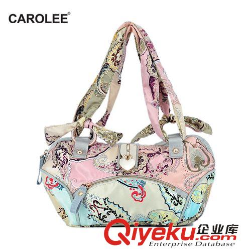 按面料選 批發(fā)carolee2015新款潮女包絲綢面料枕頭包單肩包印花手拎包特賣