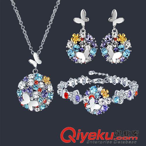熱銷產(chǎn)品 熱銷首飾 花之城三件套裝tj水晶套裝女式女款飾品廠家直銷