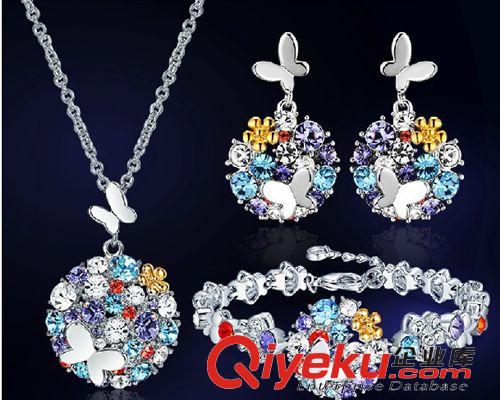 熱銷產(chǎn)品 熱銷首飾 花之城三件套裝tj水晶套裝女式女款飾品廠家直銷原始圖片2