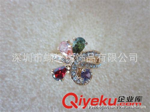 銅戒指 歐美  進口合金鑲奧地利進口多才水晶花朵女潮食指女式戒指原始圖片2