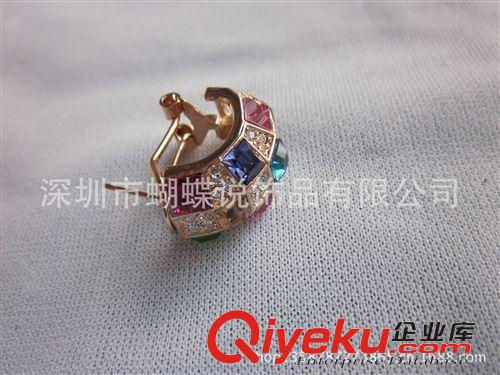 耳環 耳釘 歐美式 合金電鍍18K黃金鑲施華水晶女款耳環