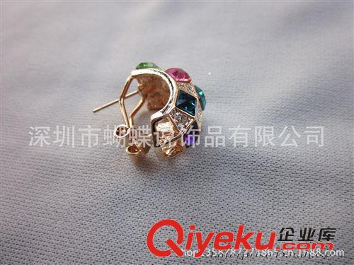 耳環 耳釘 歐美式 合金電鍍18K黃金鑲施華水晶女款耳環