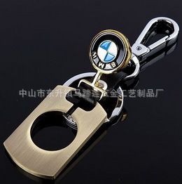 皮質鑰匙扣 頭層牛皮汽車寶馬鑰匙扣 皮革個性贈品鑰匙扣 真皮鑰匙腰扣原始圖片2