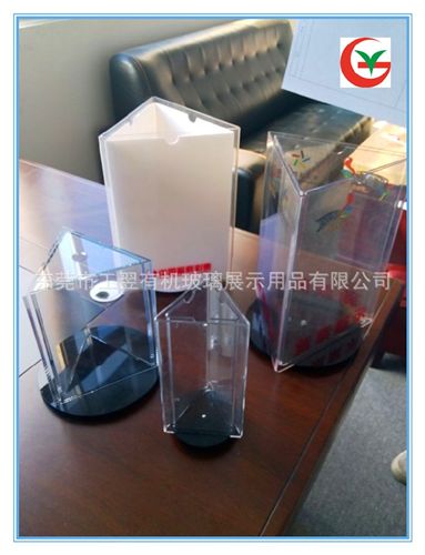 亞克力臺卡 【工翌展示】訂做有機玻璃三面旋轉臺卡 亞克力三角透明臺卡原始圖片2