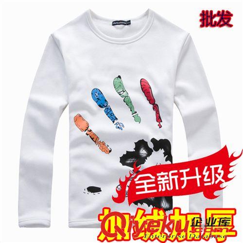 男式T恤 美特斯邦威加絨加厚保暖內衣長袖T恤 時尚韓版修身加厚T恤 現貨