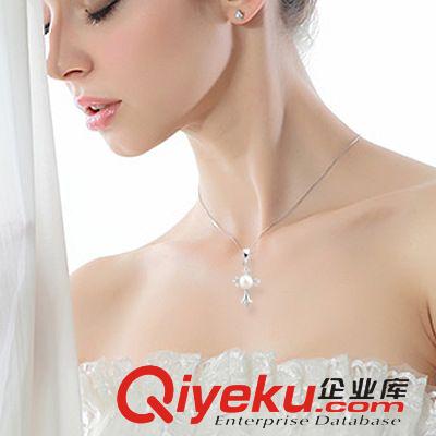 吊墜 雪奈爾十字架純銀項鏈 男女長款珍珠鎖骨鏈 韓版時尚飾品吊墜