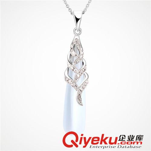 吊墜 雪奈爾925純銀女飾品 韓版時尚短款鎖骨銀項鏈水滴貓眼石吊墜