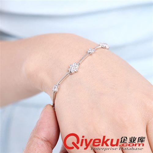 手鏈 雪奈爾925銀女銀飾 韓版時尚仿真鉆石花朵銀手鏈 閨蜜生日禮物