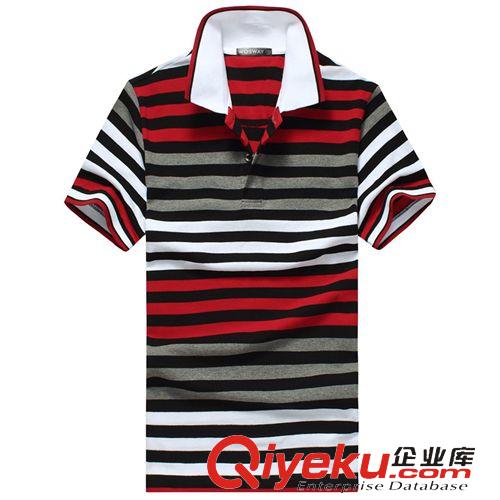 2014春夏T恤現(xiàn)貨 2013夏裝新品 撞色海洋條紋POLO衫 男士短袖透氣清爽保羅衫批發(fā)原始圖片2