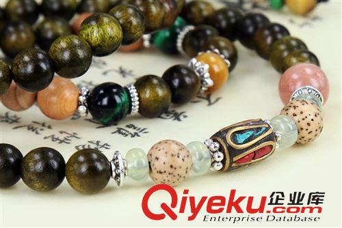 金絲楠木 阿蒂妮 金絲楠 佛珠手串 混搭天然石多圈女款手鏈 廠家直銷 新款原始圖片2