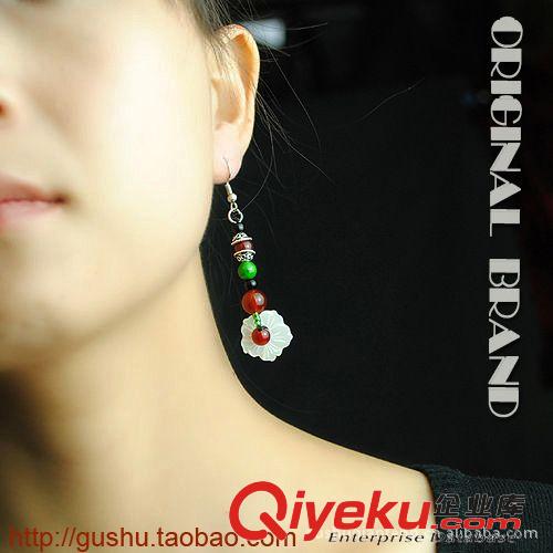 耳環(huán) 手工DIY設(shè)計(jì)飾品 原創(chuàng)民族風(fēng)貝殼花瑪瑙耳墜耳環(huán)女 0204743原始圖片2