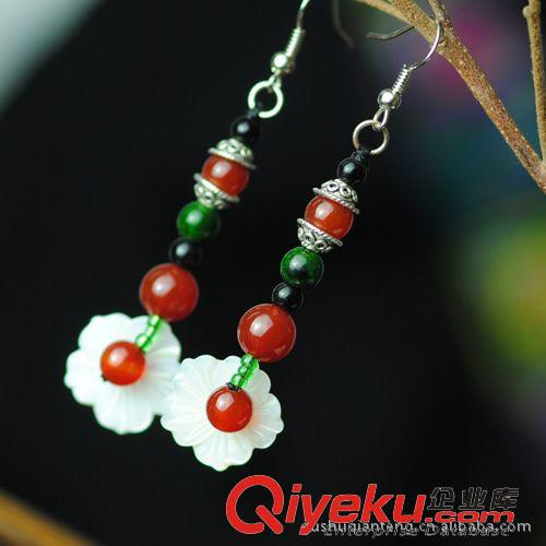 耳環(huán) 手工DIY設(shè)計(jì)飾品 原創(chuàng)民族風(fēng)貝殼花瑪瑙耳墜耳環(huán)女 0204743原始圖片3