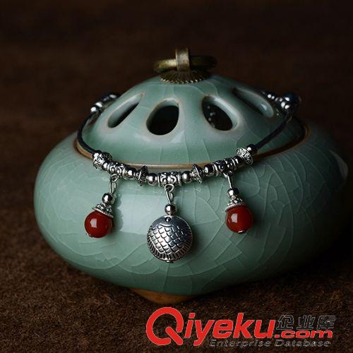 腳鏈 原創(chuàng)設(shè)計(jì)飾品 古樹(shù)千藤手工制作批發(fā)瑪瑙苗銀腳鏈女款 2900743原始圖片2