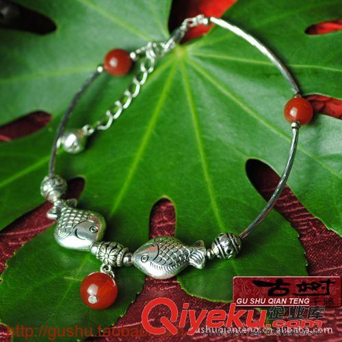腳鏈 泰國(guó)風(fēng)飾品批發(fā) 原創(chuàng)設(shè)計(jì)手工松石紅珠蠟繩編織腳鏈女  2600443