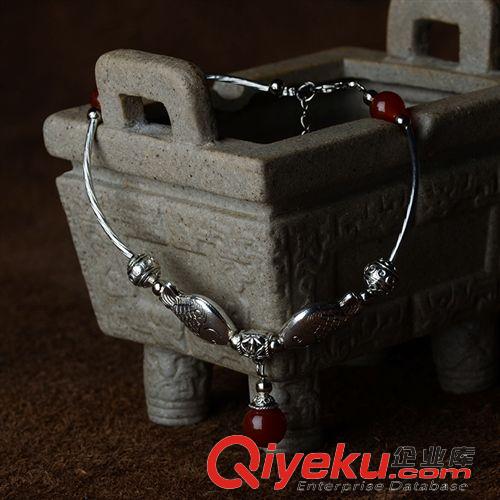 腳鏈 原創(chuàng)設(shè)計(jì)品牌 古樹千藤 手工制作飾品批發(fā) 瑪瑙苗銀腳鏈 2900643原始圖片2