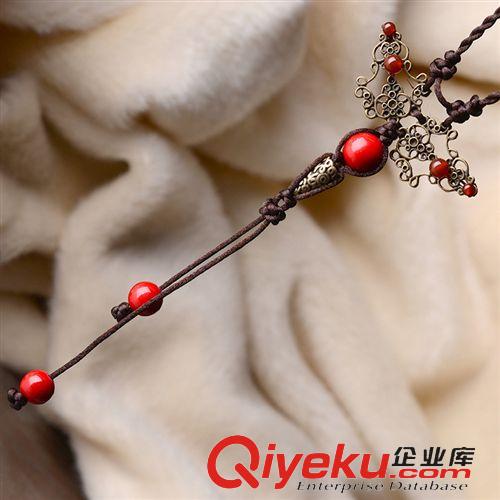 秋冬新品毛衣鏈 原創民族風項鏈批發 合金紅珠手工簡約復古長項鏈毛衣鏈女04084原始圖片3