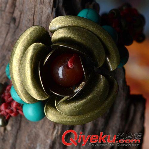 十月新品手鏈 泰國(guó)飾品批發(fā)原創(chuàng)民族風(fēng)手工松石蠟線tr瑪瑙DIY編織手鏈女25107原始圖片3