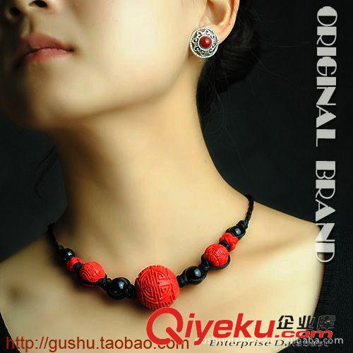 虧本清倉(cāng)區(qū) 民族風(fēng)項(xiàng)鏈?zhǔn)罪楋椘放l(fā)  中國(guó)風(fēng)紅色漆雕喜慶zp毛衣鏈1702254原始圖片3