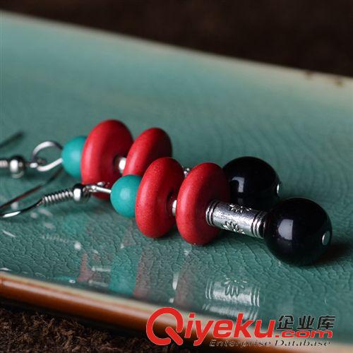 6月新品 原創(chuàng)民族風(fēng)飾品批發(fā) 瑪瑙松石DIY個(gè)性設(shè)計(jì)耳環(huán)藏飾耳墜女款15071原始圖片3