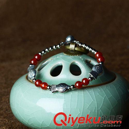 6月新品 民族飾品批發(fā) 手工原創(chuàng) DIY流行美 復古 苗銀瑪瑙手環(huán)13037原始圖片3