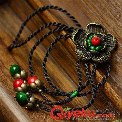 新品 民族風(fēng)項(xiàng)鏈?zhǔn)罪楋椘放l(fā) 原創(chuàng)銅花復(fù)古精致獨(dú)特系扣長(zhǎng)項(xiàng)鏈女04075原始圖片2