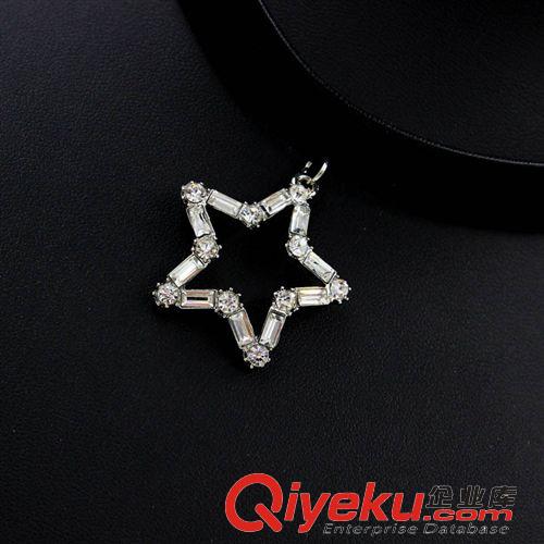 1.19新品 歐美外貿(mào)飾品廠家批發(fā)韓版女短款皮質五角星滿鉆頸鏈項鏈A-983原始圖片2