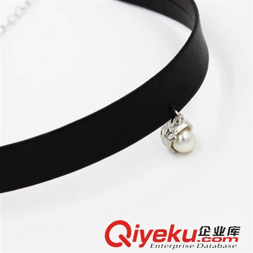 1.19新品 歐美外貿飾品廠家批發韓版女短款皮質新品珍珠頸鏈項鏈項飾A-982原始圖片3