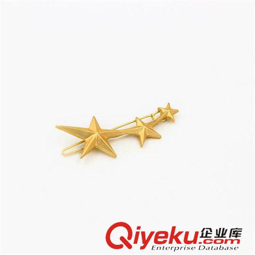 2015.1.5新品 歐美外貿飾品廠家批發 韓版金色五星 星形邊夾發夾頭飾發飾A-945原始圖片2
