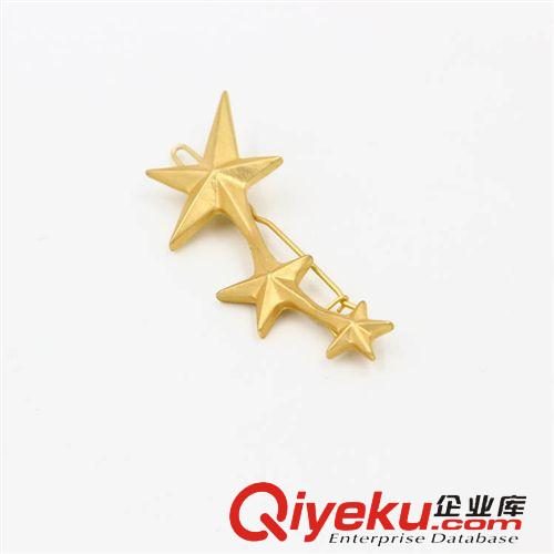 2015.1.5新品 歐美外貿飾品廠家批發 韓版金色五星 星形邊夾發夾頭飾發飾A-945原始圖片3