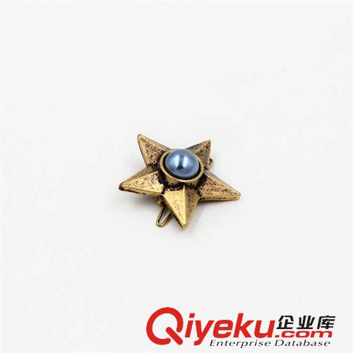 2015.1.5新品 歐美外貿飾品廠家批發 韓版珍珠復古燒金色星星發夾邊夾發飾A-952