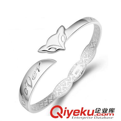 S990純銀手鐲 少女手鐲批發(fā) S990純銀手鐲 開口手鐲女款韓版 千足銀狐貍手鐲原始圖片2
