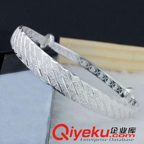 S990純銀手鐲 s990銀飾品 990銀斜紋手鐲流星磨砂手鐲一件代發(fā)韓版手鐲批發(fā)足銀原始圖片2