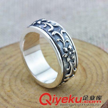 925泰銀復古飾品 泰銀戒指 花型泰銀可轉動戒指 復古泰銀飾品 廠家批發 男款原始圖片2