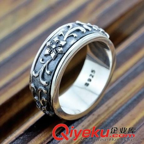 925泰銀復古飾品 泰銀戒指 花型泰銀可轉動戒指 復古泰銀飾品 廠家批發 男款原始圖片3