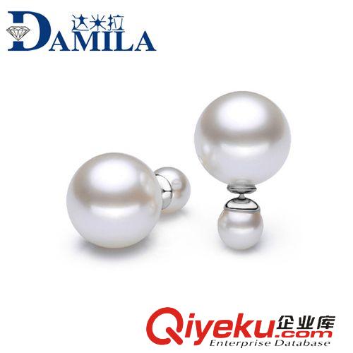 S925純銀珍珠貝珠飾品 925純銀飾品 耳飾 雙貝珠 純銀耳釘 韓版明星同款耳環(huán) 新款批發(fā)