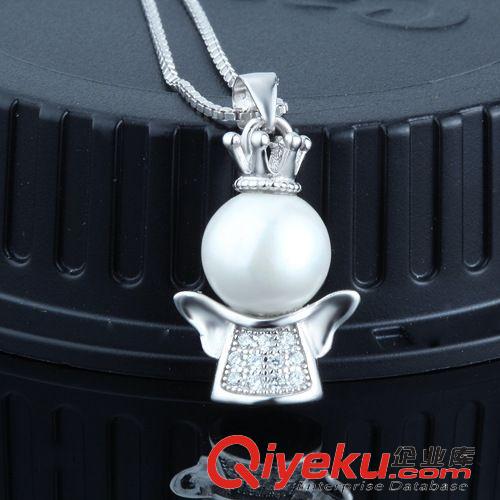 S925純銀珍珠貝珠飾品 925純銀飾 飾品批發(fā) 韓版歐美風(fēng) 天使貝珠項(xiàng)鏈 純銀吊墜證書原始圖片2