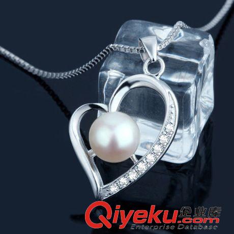 S925純銀珍珠貝珠飾品 925銀飾 項飾 純銀tr淡水珍珠純銀項鏈 心型鑲鉆吊墜批發證書原始圖片2